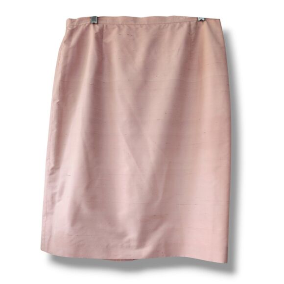 Vintage Paule Vasseur Allegro Light Pink Silk Pencil Skirt, Size 44 US Size M - Picture 1 of 6